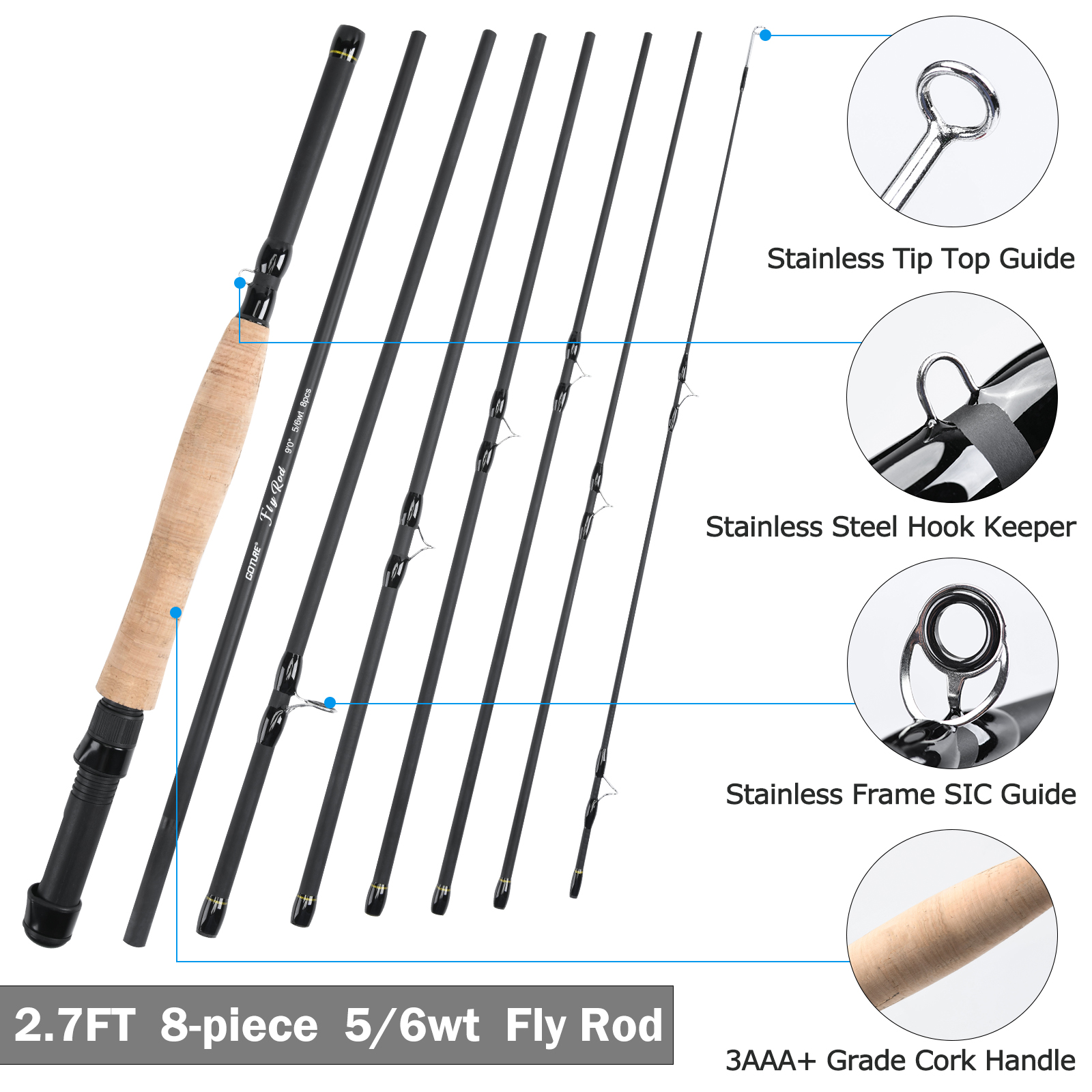 Goture 8Section Travel Fly Fis - Fishing Rod Fly avaliação e preço