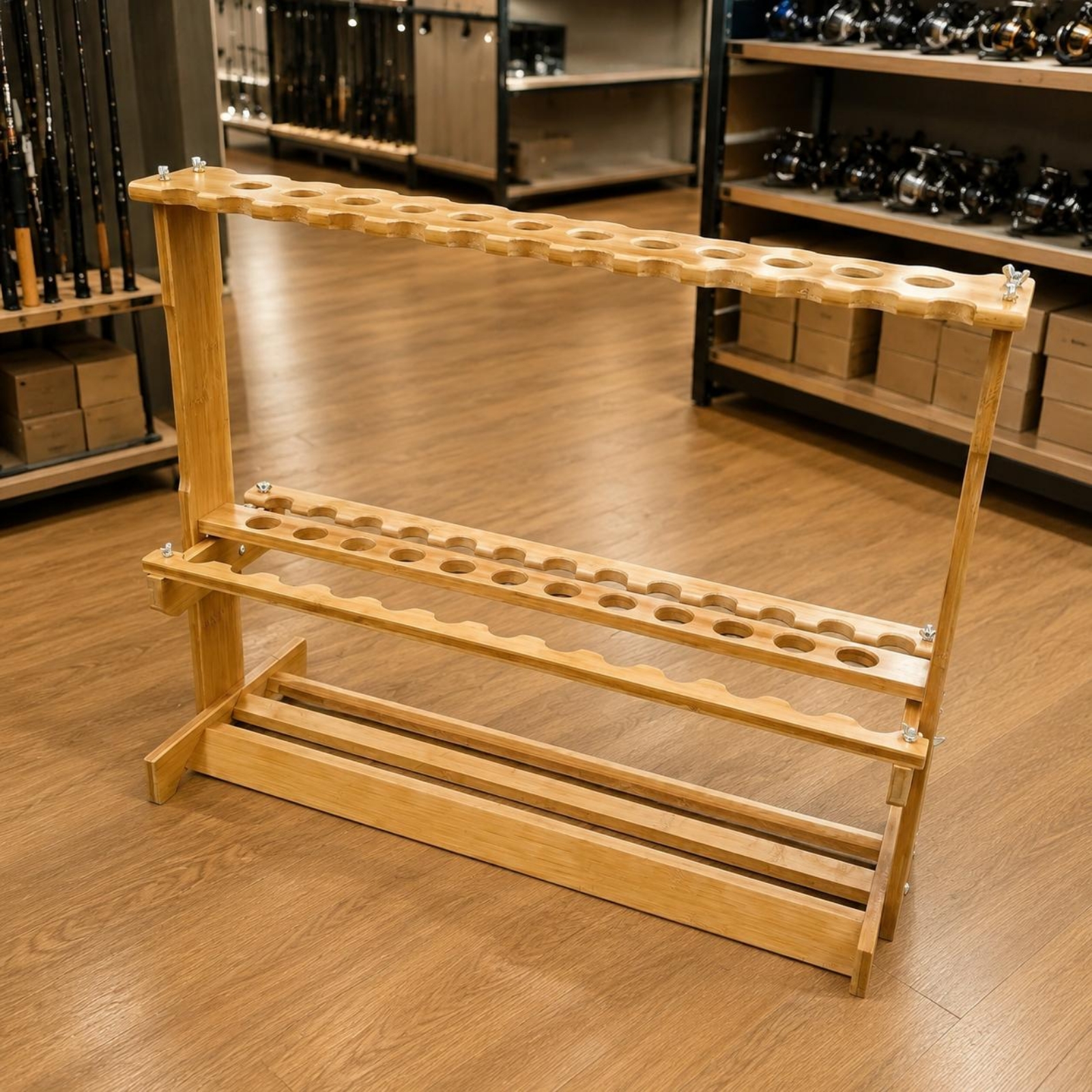 Bamboo Fishing Rod Rack Circul - Fishing Rod Rack avaliação e preço