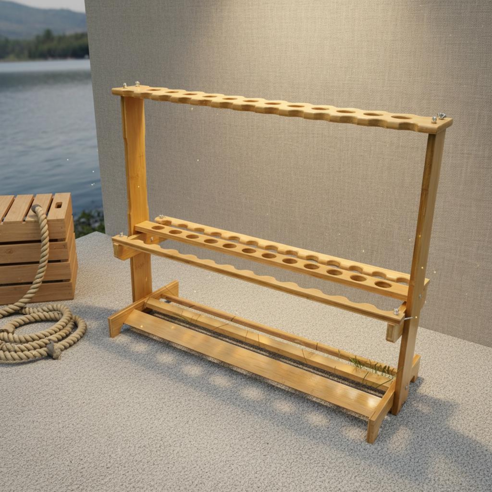 Bamboo Fishing Rod Rack Circul - Fishing Rod Rack avaliação e preço